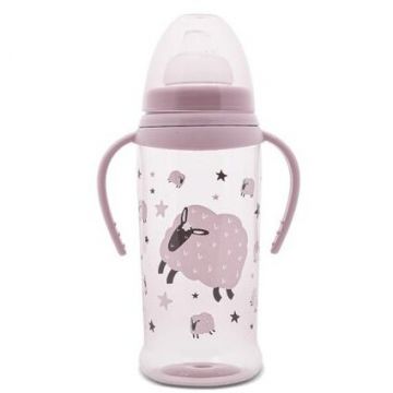 Biberon Anticurgere cu Manere cu Tetina Lata Protejeaza Gingiile 6 Luni+ 360ml My Friend Mellow Rose