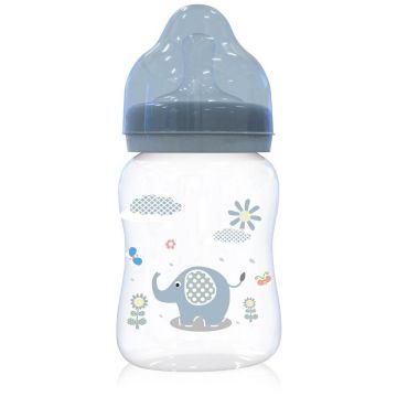 Biberon cu Gat Larg 250ml Animalute Blue