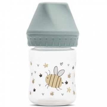 Biberon cu Gat Larg My Friend Tetina Moale din Silicon 0 Luni+ 125 Ml Iceberg Green