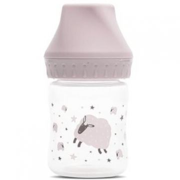 Biberon cu Gat Larg My Friend Tetina Moale din Silicon 0 Luni+ 125 ml Mellow Rose