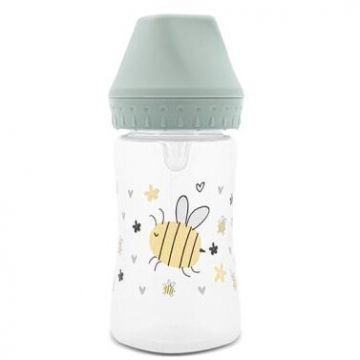 Biberon cu Gat Larg Tetina Moale din Silicon 0 Luni+ 250ml My Friend Iceberg Green