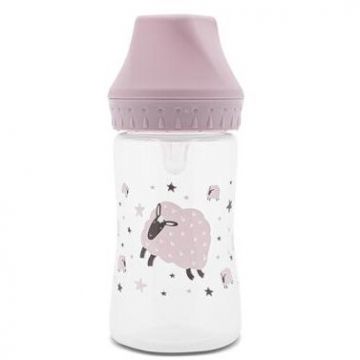Biberon cu Gat Larg Tetina Moale din Silicon 0 Luni+ 250Ml My Friend Mellow Rose