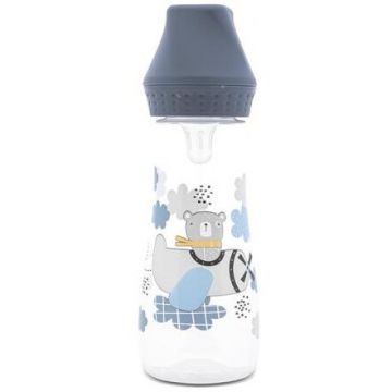 Biberon cu Tetina Moale din Silicon 0 Luni+ 250ml My Friend Cameo Blue