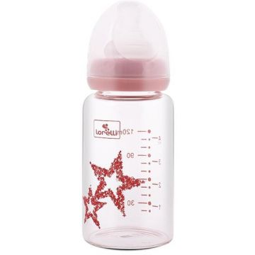 Biberon din Sticla cu Tetina Anticolici 120ml Pink