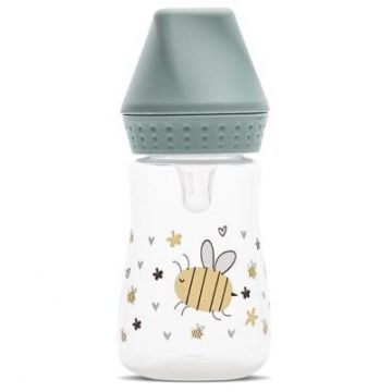 Biberon My Friend Tetina Moale din Silicon 0 Luni+ 125Ml Iceberg Green