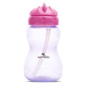 Biberon Sport cu Pai Moale si Flexibil Capac de Protectie Rotativ 275ml Pink Purple