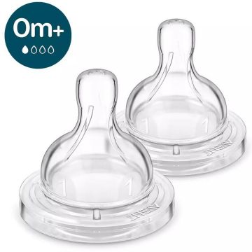 Set 2 Tetine SCY761/02 Anti-Colici Debit 1 0 Luni+ Silicon Fara BPA Transparent