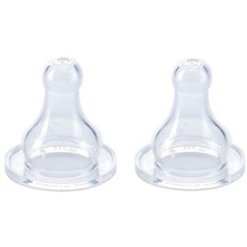 Set 2 Tetine Silicon cu Debit Variabil 0 - 18 Luni Transparent