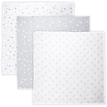 Set 3 Scutece din Muselin 80x80cm Trio New Grey Mix