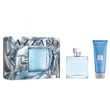 Set cadou Azzaro Chrome, Barbati, Apa de Toaleta, 50 ml + Gel de dus, 75 ml