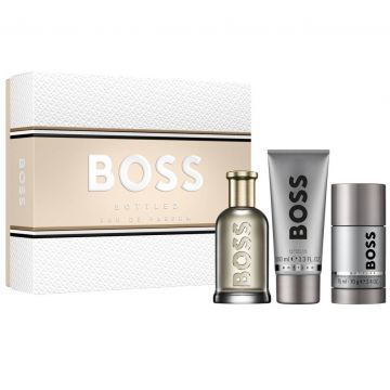 Set cadou Boss Bottled, Barbati, Apa de Parfum 100 ml + Gel de Dus, 100 ml + Deodorant stick, 75 g
