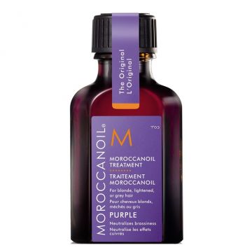 Ulei tratament pentru par blond, cu reflexii deschise sau grizonat Purple Moroccanoil (Gramaj: 25 ml)