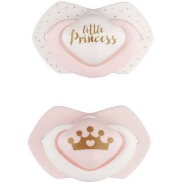 Canpol babies Set de suzete simetrice din silicon ROYAL BABY roz 6-18m 2 buc