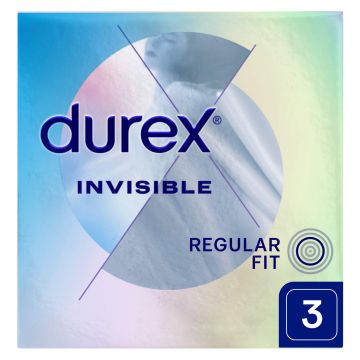 Durex Invisible, prezervative super-subțiri, 3 bucăți