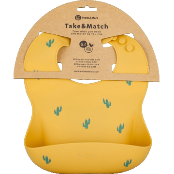 Petite&Mars Bavetă din silicon Take&Match Ochre Cacti 6m+