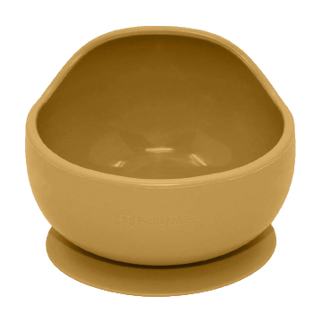 Petite&Mars Bol din silicon cu ventuză TAKE&MATCH Ocru intens 6m+ 350 ml