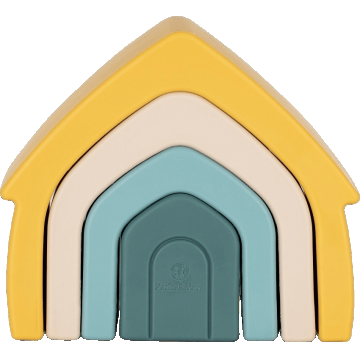 Petite&Mars Jucărie pliabilă din silicon House Intense Ochre 12m+ 4 buc