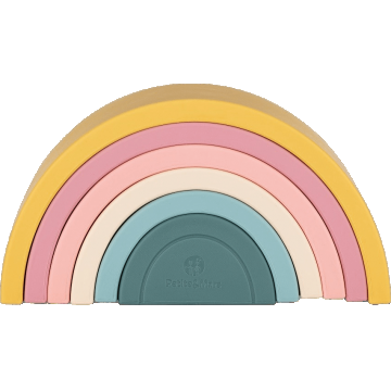 Petite&Mars Jucărie pliabilă din silicon Rainbow Intense Ochre 12m+ 6 buc