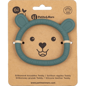 Petite&Mars silicon Teether Teddy Misty Green 0m+