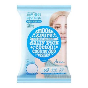 Servetele deodorante Smooth & Pure cotton cooling, 20 bucati, Ariul