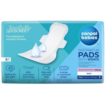 Tampoane postpartum pentru copii Canpol cu aripi de noapte 8 buc