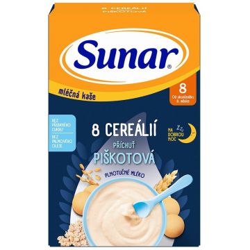 Terci de lapte Sunar cu 8 cereale pentru o noapte bună biscuit 210 g