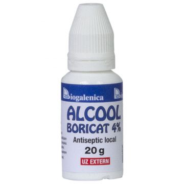 Alcool Boricat 4%, 20g - Antiseptic local pentru uz extern, infectii si cerumen