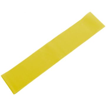 Banda elastica din cauciuc pentru exercitii si antrenament fitness, 1500x150x0.45mm, galbena - banda cauciucata de rezistenta medie pentru sala, pilates si stretching
