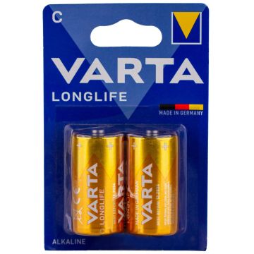 Baterie VARTA Longlife C / LR14, 1.5V, alcalina, 2 bucati