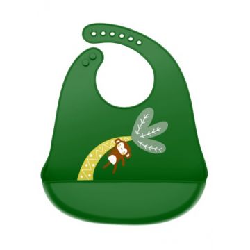 Bavetica din silicon cu buzunar cu model de maimuta, 1 bucata, Coccorito