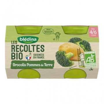 Blédina Borcane broccoli și cartofi Les Récoltes Bio de la 4 la 6 luni 2x130g