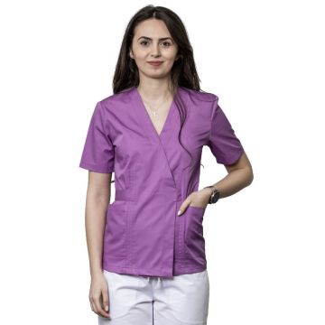 Bluza dama KIRA Premium tip kimono lila - Uniforma Medicala