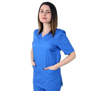 Bluza unisex VED Premium albastra - Uniforma Medicala
