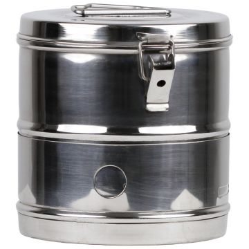 Casoleta sterilizare inox 16x16 cm PRIMA cu capac si sistem de siguranta
