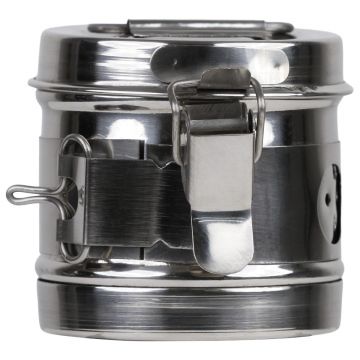 Casoleta sterilizare inox 8x8 cm PRIMA cu capac si sistem de siguranta
