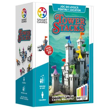 Joc de logica cu 80 de provocari Tower Stacks, 8 ani+, Smart Games