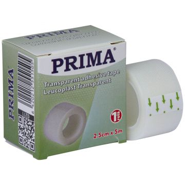 Leucoplast banda, transparent, polietilena, 2.5cm x 5m, pentru fixarea pansamentelor, medical, PRIMA