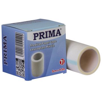 Leucoplast hartie, 5cm x 4.5m, semitransparent, hipoalergenic, pentru piele sensibila, medicinal, pentru bandajarea ranilor, PRIMA