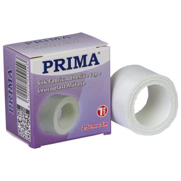 Leucoplast matase 2.5cm x 5m alb, hipoalergenic, pentru piele sensibila, medical, pentru fixarea bandajelor, PRIMA