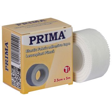 Leucoplast rola, panza cu zinc oxid, 2.5cm x 4.5m, alb, hipoalergenic, medicinal, pentru fixarea pansamentelor, PRIMA