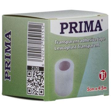 Leucoplast transparent, 5cm x 4.5m, hipoalergenic, medical, pentru fixarea pansamentelor, PRIMA