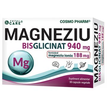 Magneziu Bisglicinat 940mg, 30 capsule vegetale, Cosmo Pharm