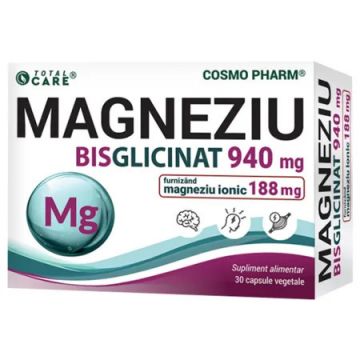 Magneziu Bisglicinat 940mg, 30 capsule vegetale, Cosmo Pharm