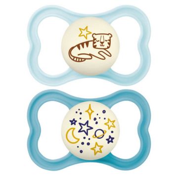 Mam Suprême Night Symmetrical Silicone Pacifiers 6 luni și peste x2