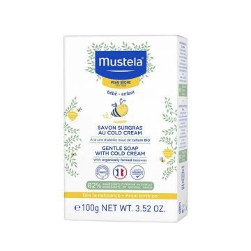 Mustela Superfat Săpun cremă rece hrănitor și protector pentru pielea uscată a bebelușului 100 g