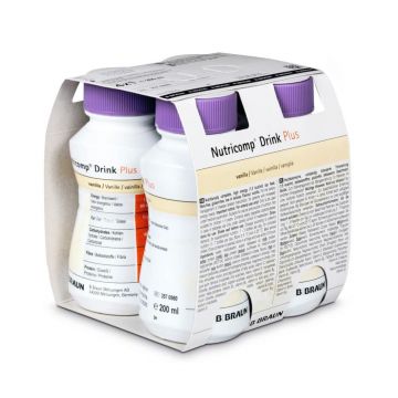 Nutricomp Drink Plus, preparat nutritiv, aromă de vanilie, 4 x 200 ml
