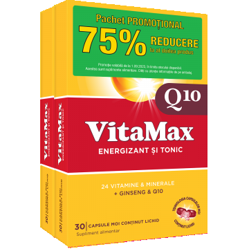 Pachet Vitamax Q10 1 + 75% reducere la al doilea produs, 30 capsule moi, Perrigo