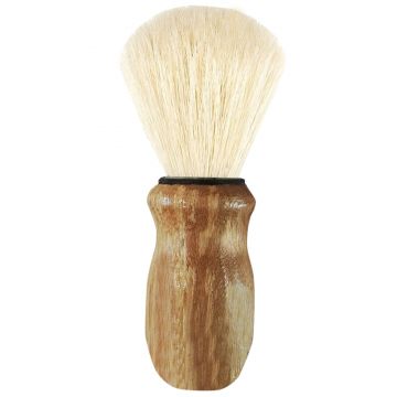 Pamatuf pentru barbierit din par sintetic, cu maner din lemn