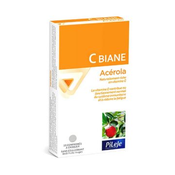 Pileje C Biane Acerola Taste Red Fruits Chewable Tablets X20 Goût Fruits Rouges 20 Comprimés à Croquer