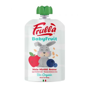 Piure pentru copii din mar afine si ovaz Baby Fruit Bio, 100g, Frulla